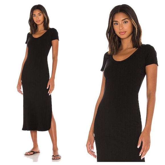 NWT Vitamin A Catalina Midi Tee Black Ribbed Dress Size S - Picture 1 of 7